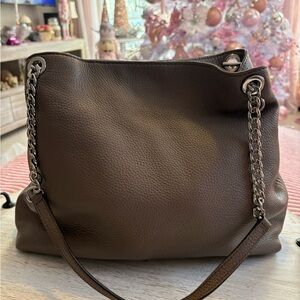 Michael Kors taupe/Brown Shoulder Bag with Chain Accents